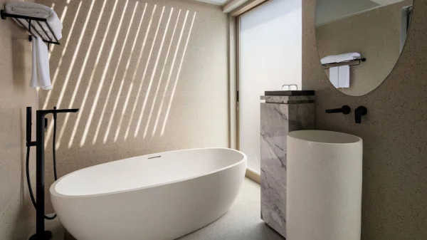 Bali Natural Stone Project 01 - Custom Handcrafted Stone Bathtub Installation